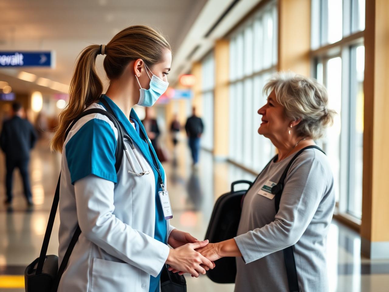 A care coordinator greeting a patient on arrival